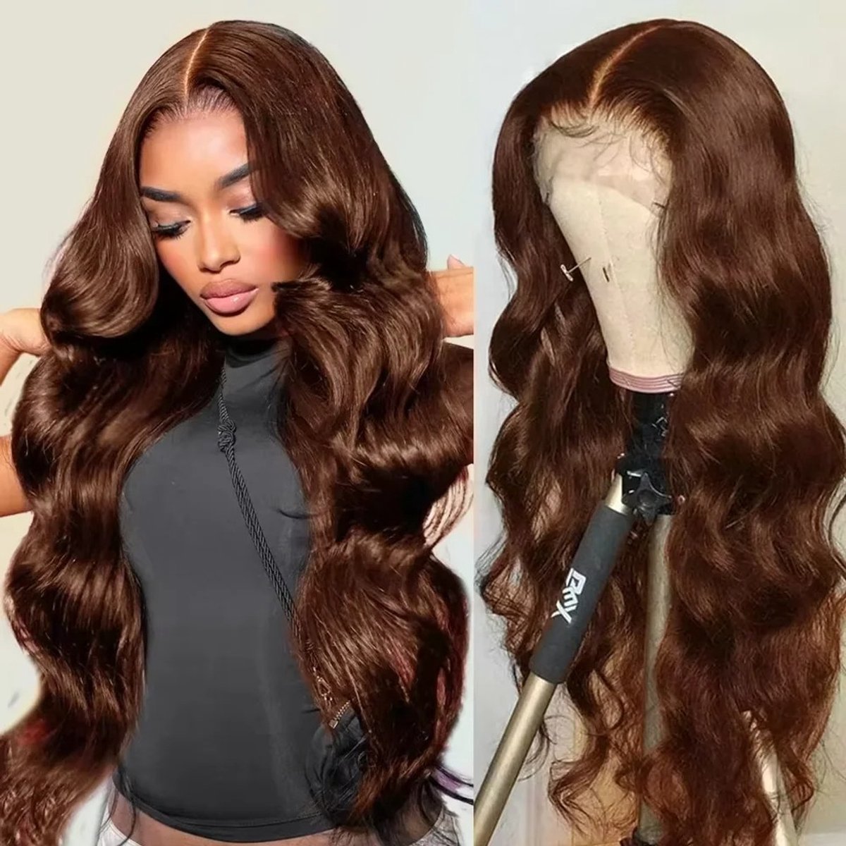 6Seven - 20 inch- Echt haar - Braziliaan - Lang - Volume - Natuurlijk haar - Chocolade bruin - Gemakkelijk in gebruik