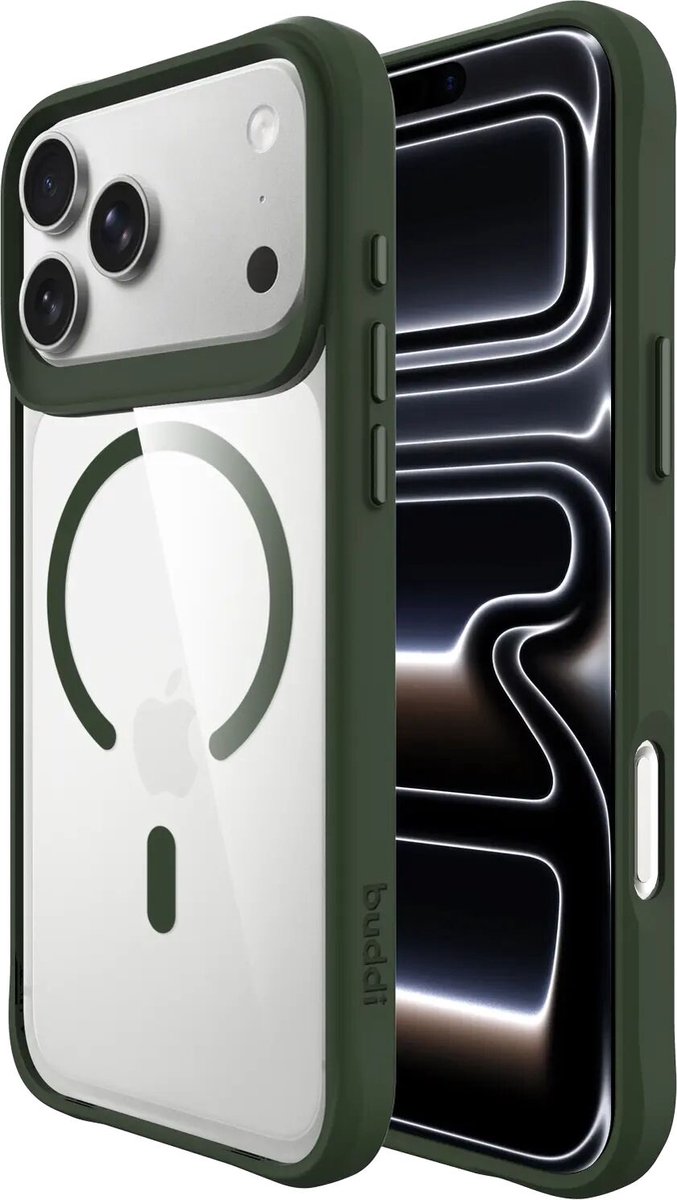 Buddi Hybrid - Hoesje Geschikt voor Apple iPhone 18 Pro Max - Compatibel met MagSafe - Back Cover met Magneet - Magnetische Beschermhoes - Case Transparant Groen