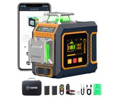 Kruislijnlaser, CIGMAN APP Intelligente bediening 3x360 graden zelfnivellerende laserwaterpas, met LCD-scherm - ShopVlot