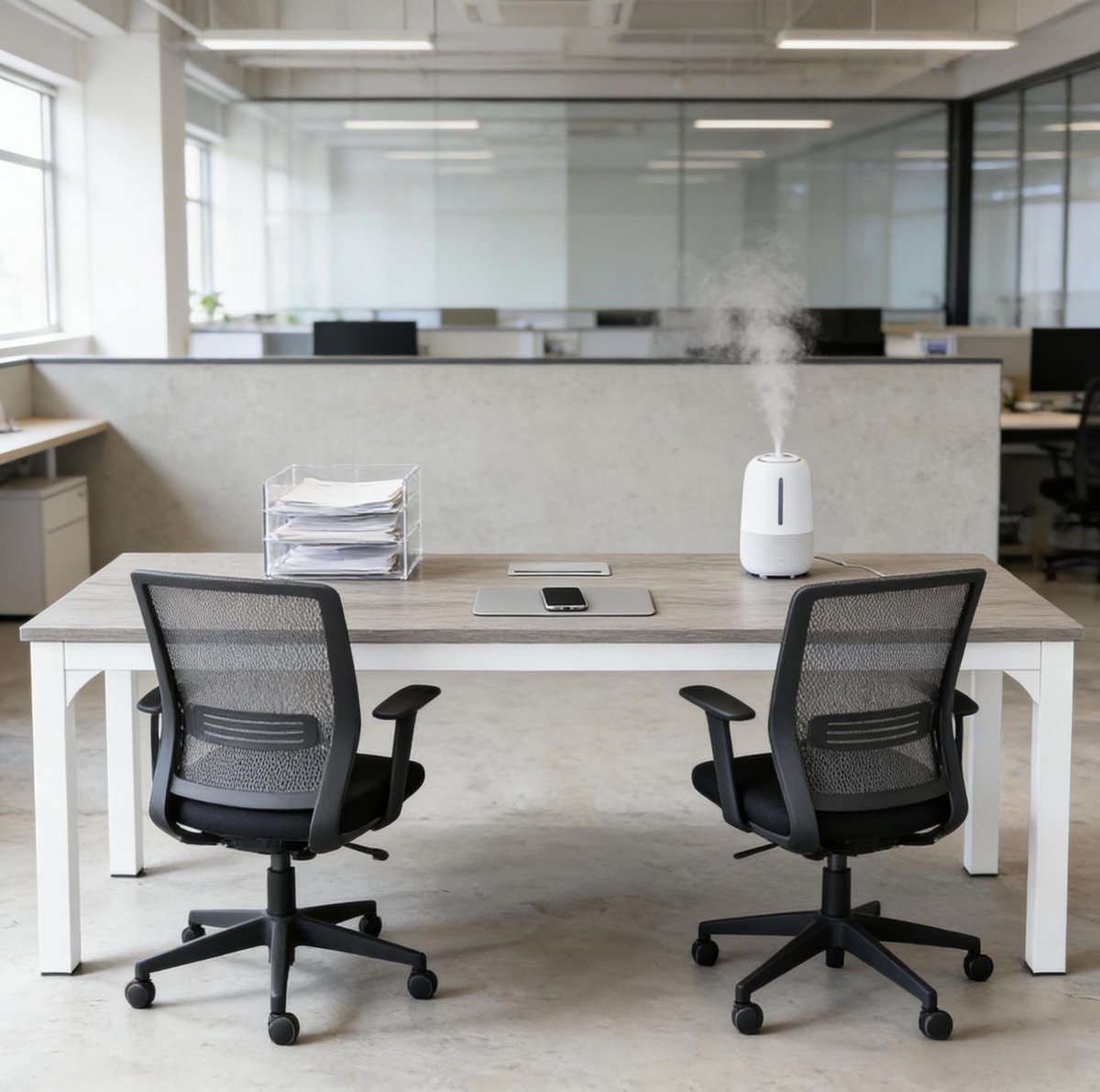 MODFU - Bureau - Rechthoekig - Industrieel - Voor 2 Personen - Metaal - Spaanplaat - Taupe