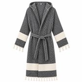 Fabric Box Badjas Dames & Heren – 100% Katoen – Hamam Peshtemal Badjas – Met Capuchon & Sjaalkraag – Franjes – Absorberend & Lichtgewicht – Halflange Badjas – Sauna, Spa & Wellness