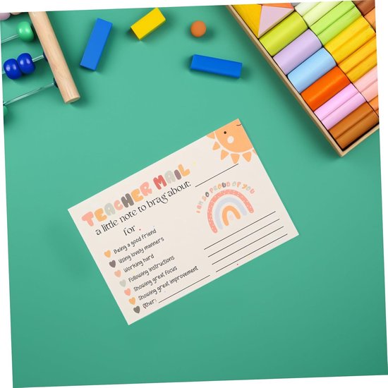 50stuks Regenboog Motivatiekaarten Voor Leraren Positieve Postkaarten Voor Ouders Klascroom Incentives Voor Kleuterschool Basisonderwijs — afbeelding 5