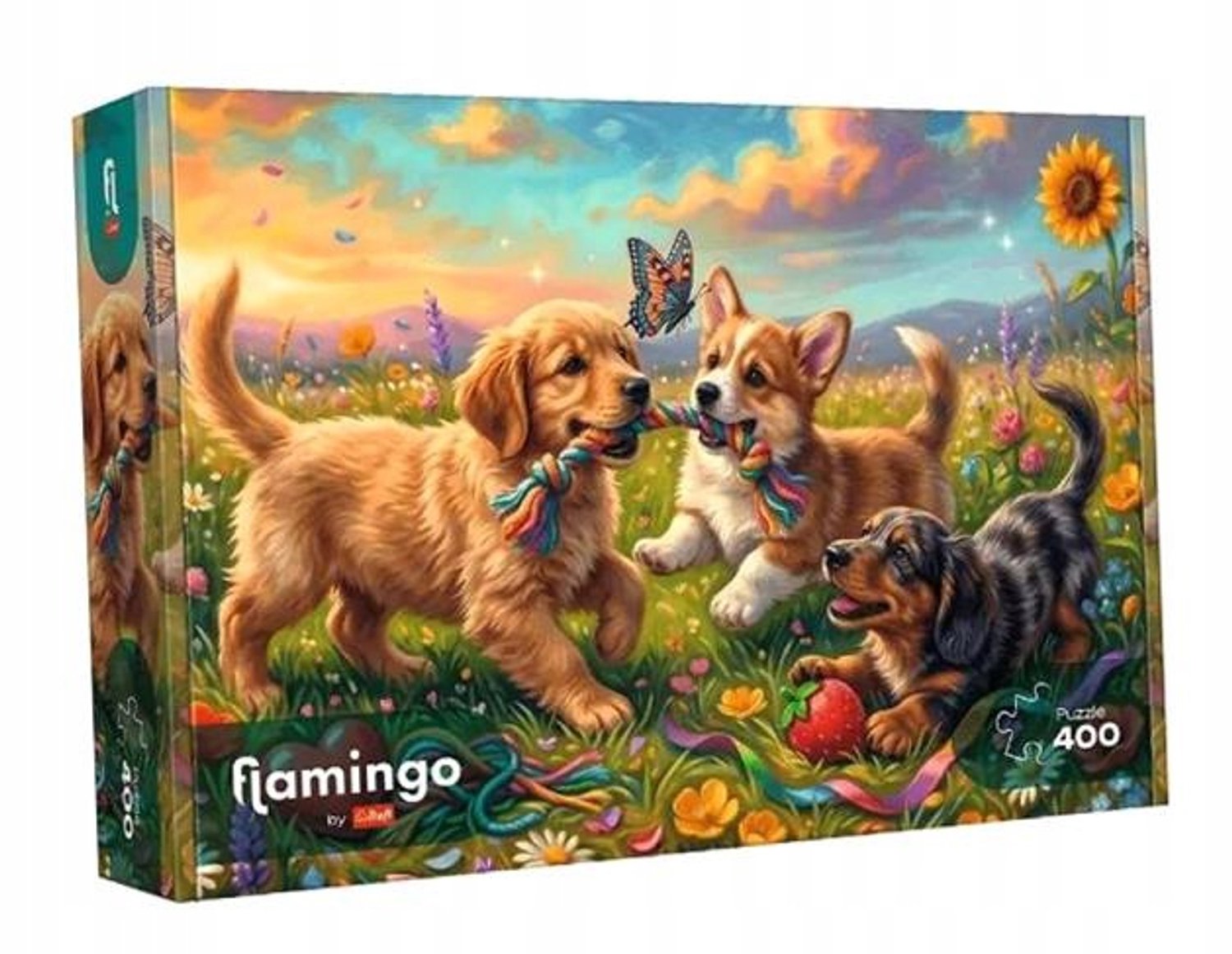 Puzzel 400 Stukken: Flamingo - Vrolijke Puppy's