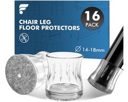 Shinfly 16 Round Silicone Chair Leg Caps 14-18mm, Transparent with Felt - ShopVlot