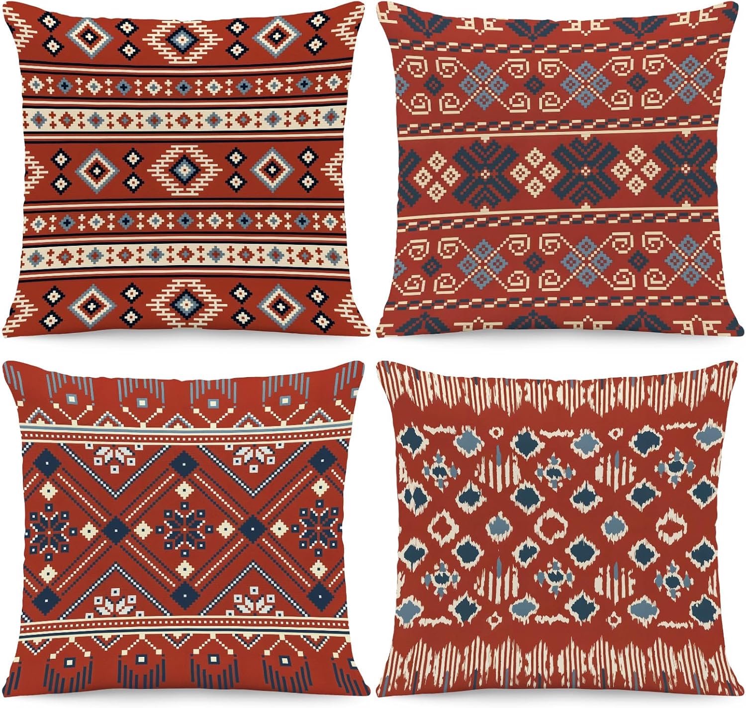 Boho etnische geometrische kussenslopen, 45 x 45 cm, set van 4 - ShopVlot