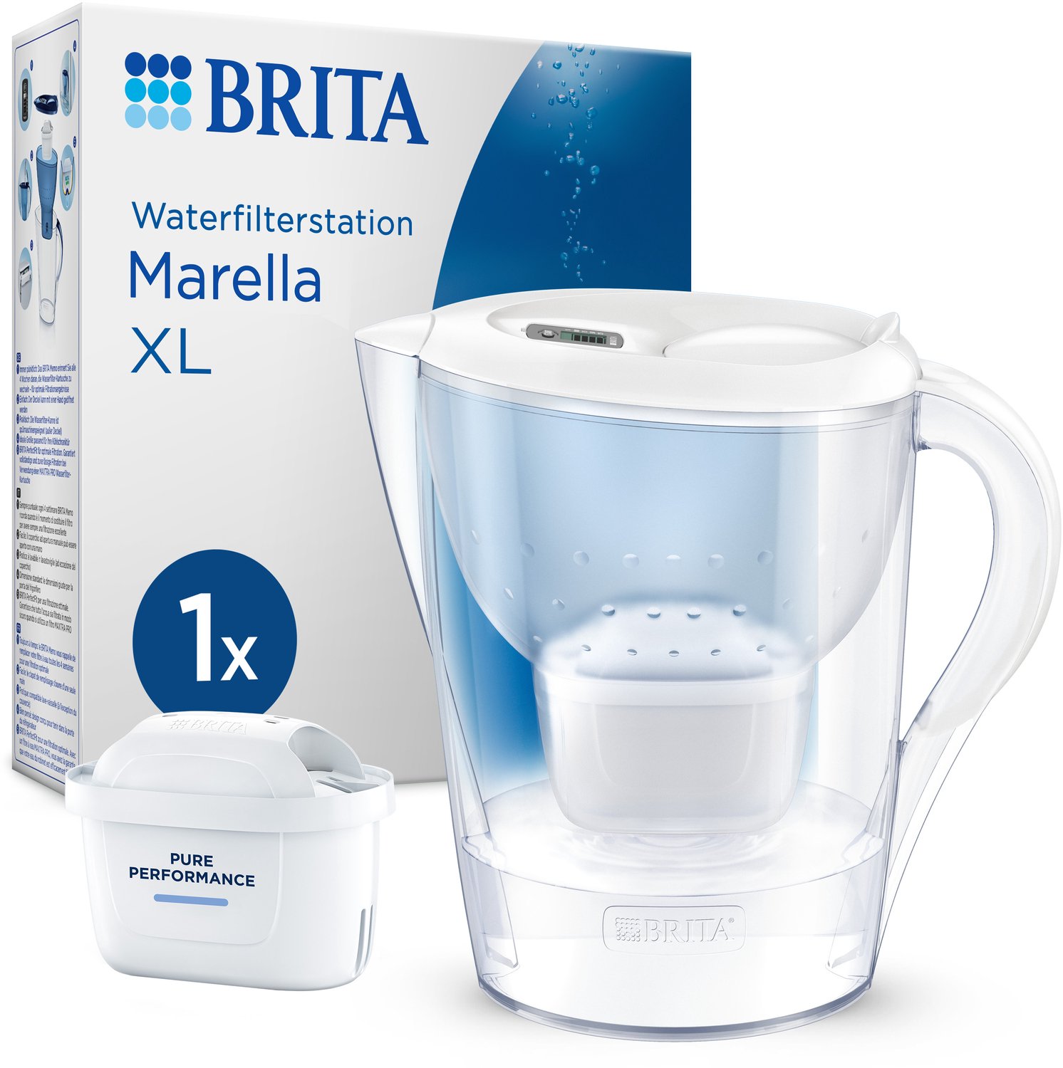 Bol.com BRITA Waterfilterkan Marella XL - 3,5L - Wit - incl. 1 MAXTRA PRO Pure Performance Waterfilterpatronen aanbieding