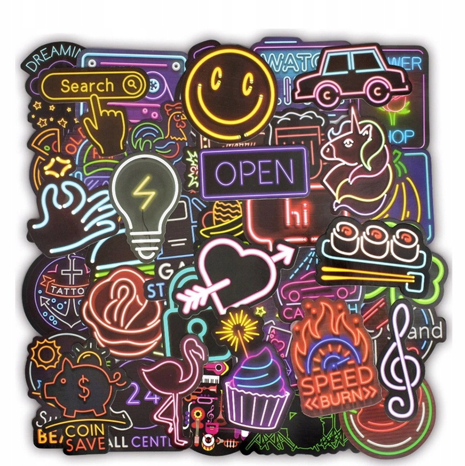 50x Neon Mix Stickers voor Fiets & Meer - Waterdicht & Duurzaam