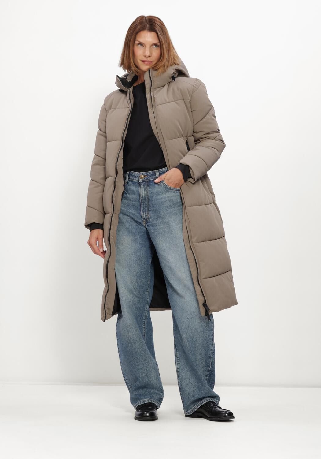 WITHBLACK Wblglorian Long Puffer Coat Jassen Dames - Winterjas - Olijf - Maat M