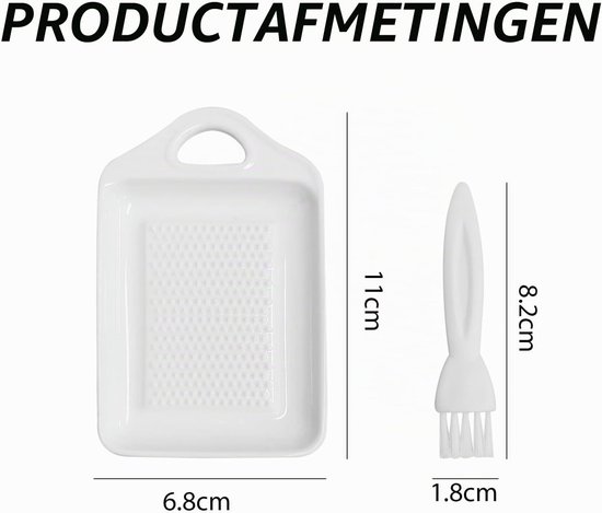 Handmatige Gembermolen met Schoonmaakborstel en Keramisch Bord - Ideaal voor Gember, Knoflook en Specerijen (6.8*11cm) — afbeelding 5