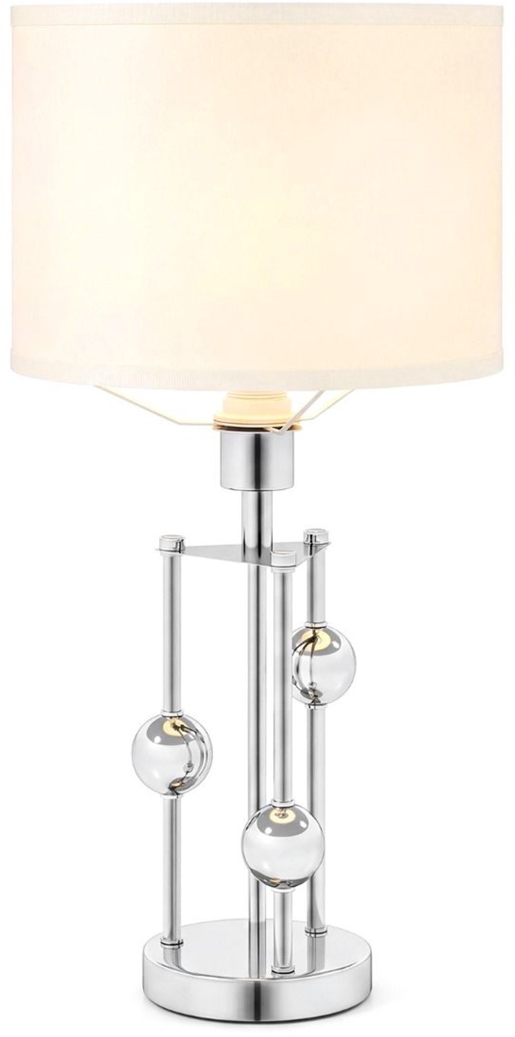 SureDeal® - Lamp - Tafellamp Nachtlampje - Bureaulamp - Fitting Lampenkap Linnen - Decoratieve Bolletjes Moderne - 30x60 cm - Wit