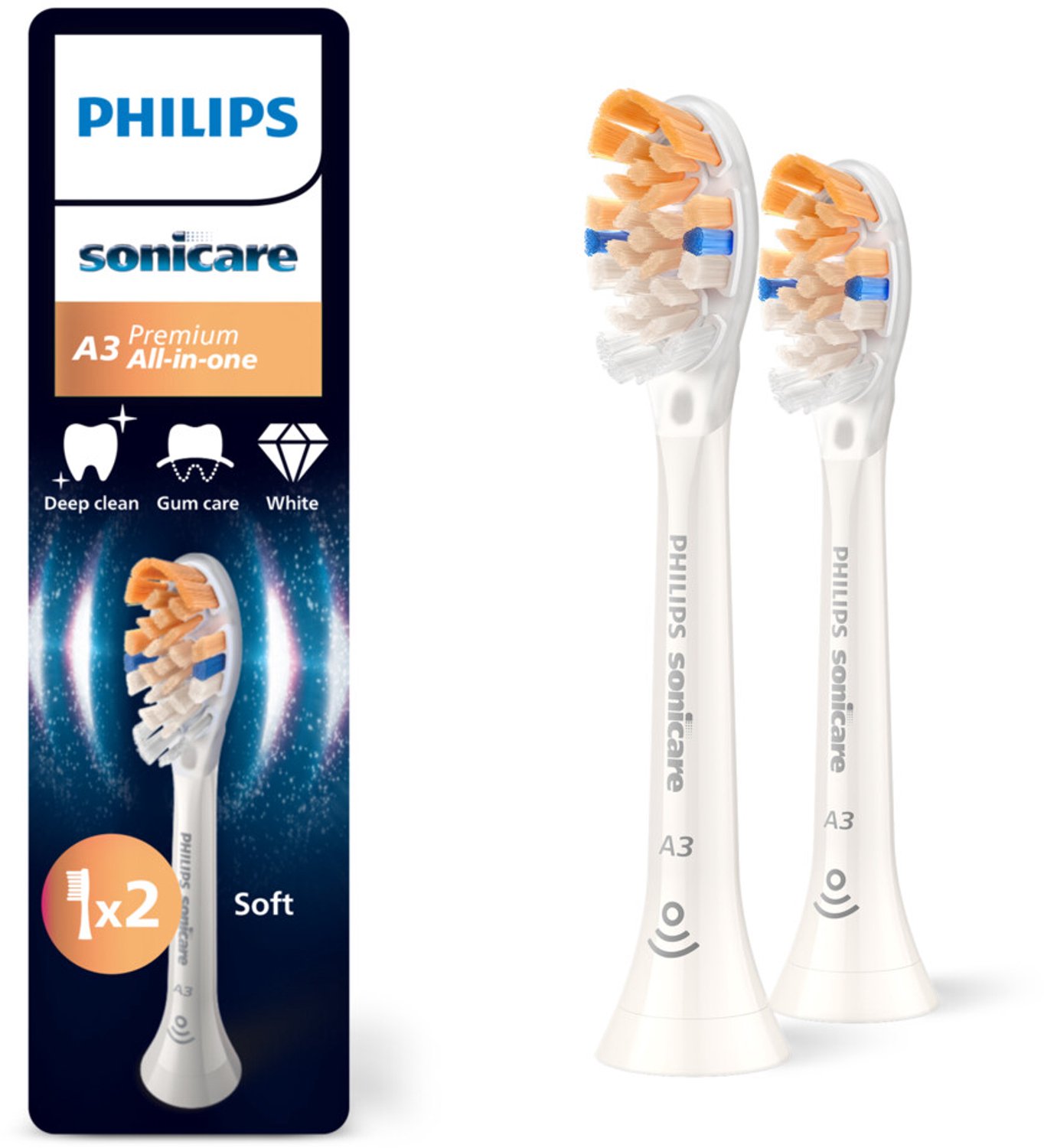 Philips Sonicare - Opzetborstels A3 Premium All-in-One Wit HX9092/87 - 6 x 2 stuks - Voordeelverpakking