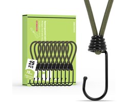 Brotree Rubberen Spanners met Haak 25pcs x 15cm Dekzeilspanners met Haken