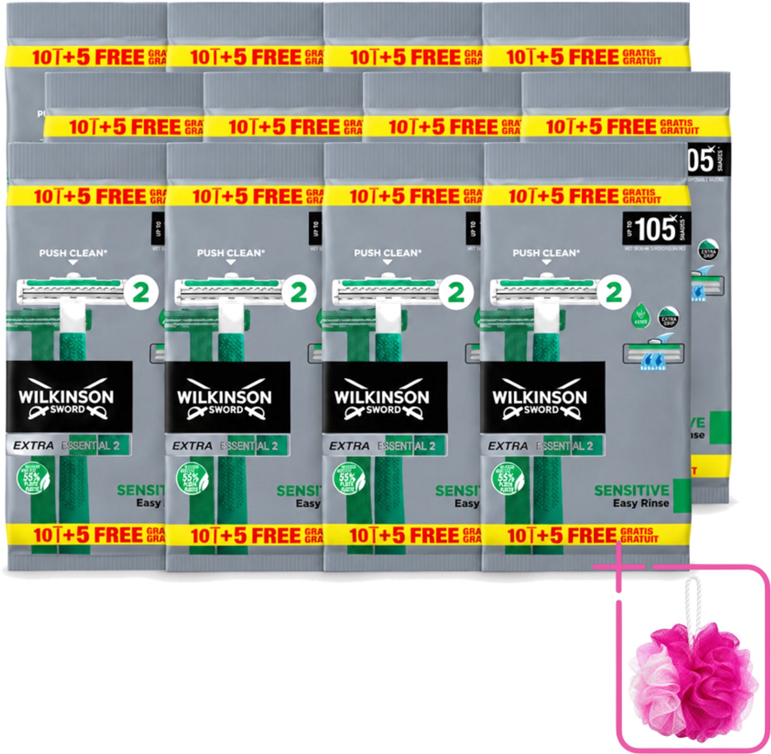 12 x Wilkinson - Wegwerpscheermesjes - Extra Essential 2 Sensitive - Zacht - 15 mesjes - Bulkverpakking - Wegwerpscheermesje - Scheermesje