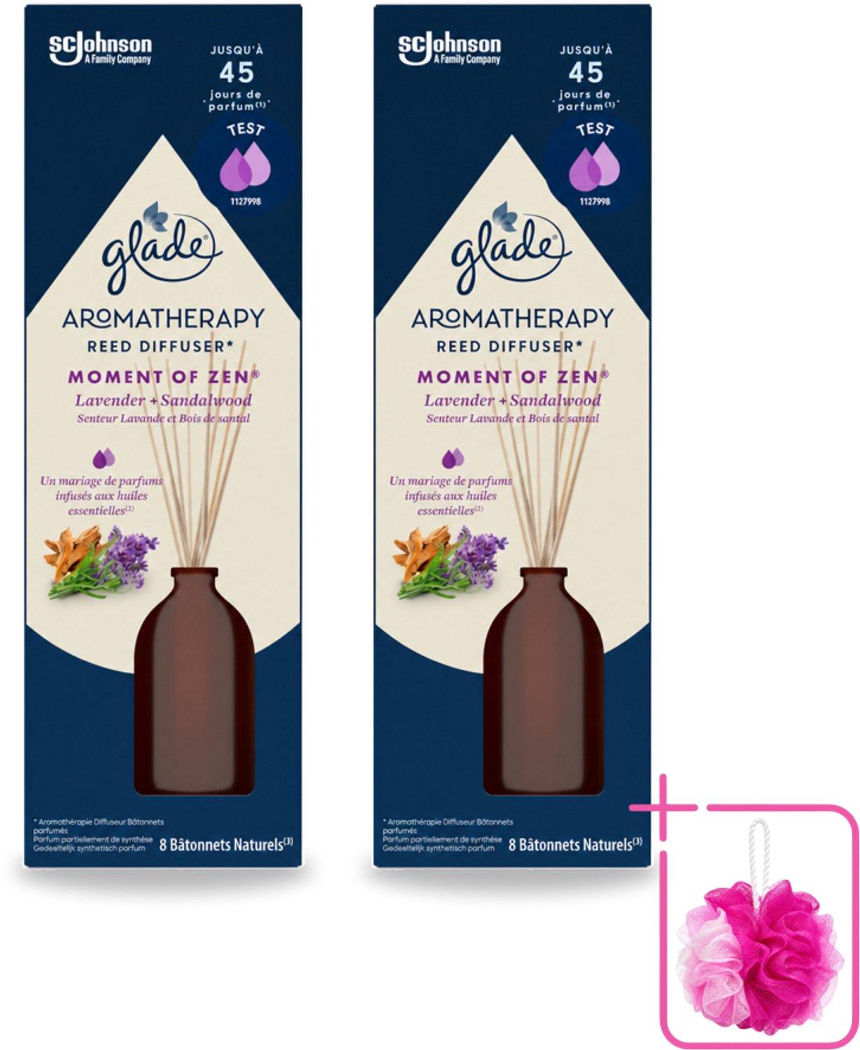 2 x Glade - Geurstokjes Moment van Zen - Aromatherapie Geurverspreiding - 80 ml - Bulkverpakking - Geurstokjes - Douchemop - Aromatherapie