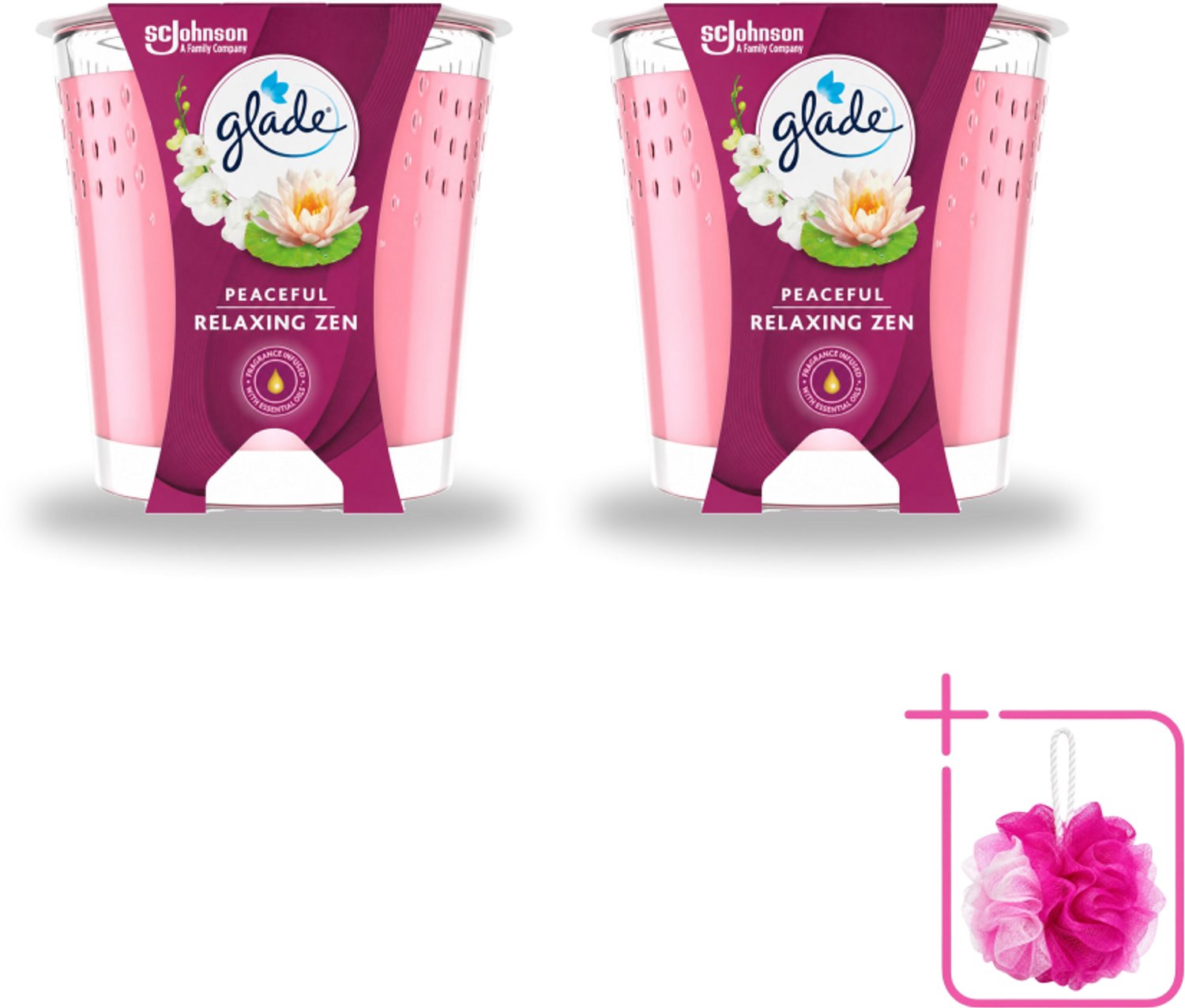2 x Glade - Geurkaars Relaxing Zen - 100% Raapzaadwas - 112 g - Bulkverpakking - Geurkaars rust - Douchemop - Geurkaars ontspanning
