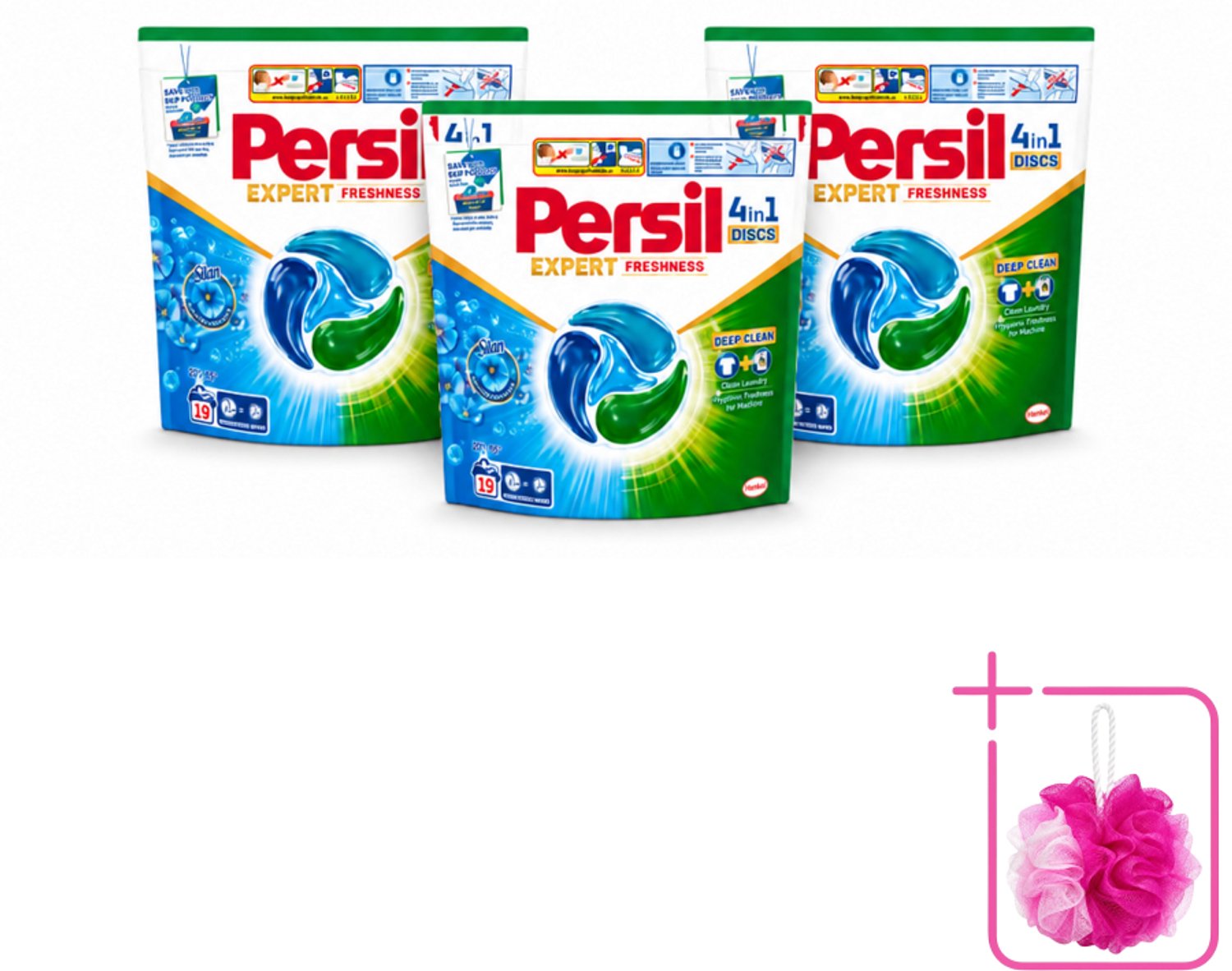 3 x Persil - Wasmiddel - Wasmiddelcapsules Freshness by Silan - Langdurige Frisheid - 19 wasbeurten - Bulkverpakking - Wasmiddelcapsules - Douchemop - Frisheid