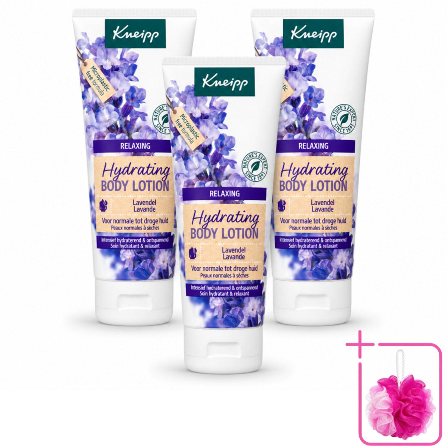 3 x Kneipp - Body lotion - Relaxing - Lavendel - Bloemige geur - 200 ml - Bulkverpakking - Kneipp Bodylotion Lavendel - Douchemop - Ontspannende bodylotion