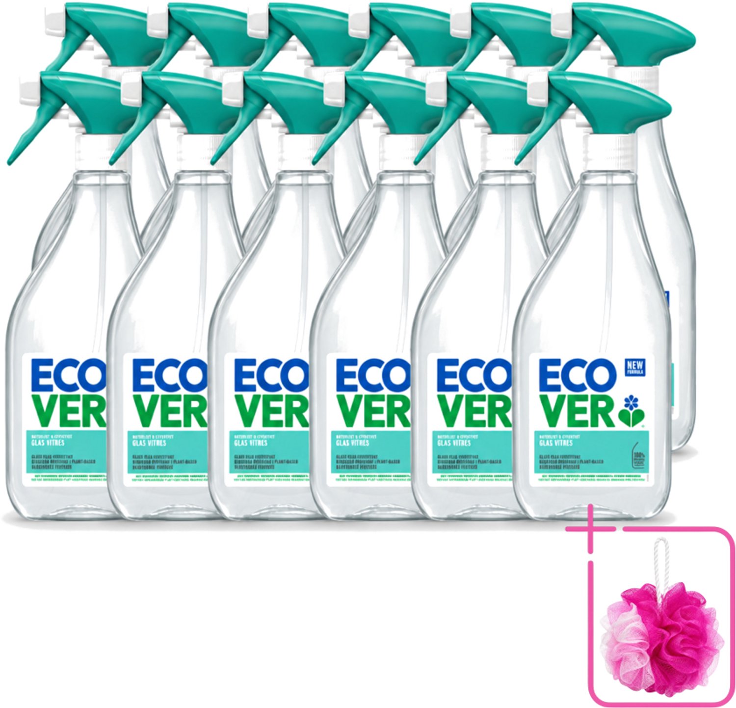 12 x Ecover - Glasreiniger Spray - 500 ml - Bulkverpakking - Glas reinigen - Douchemop - Glas reiniger