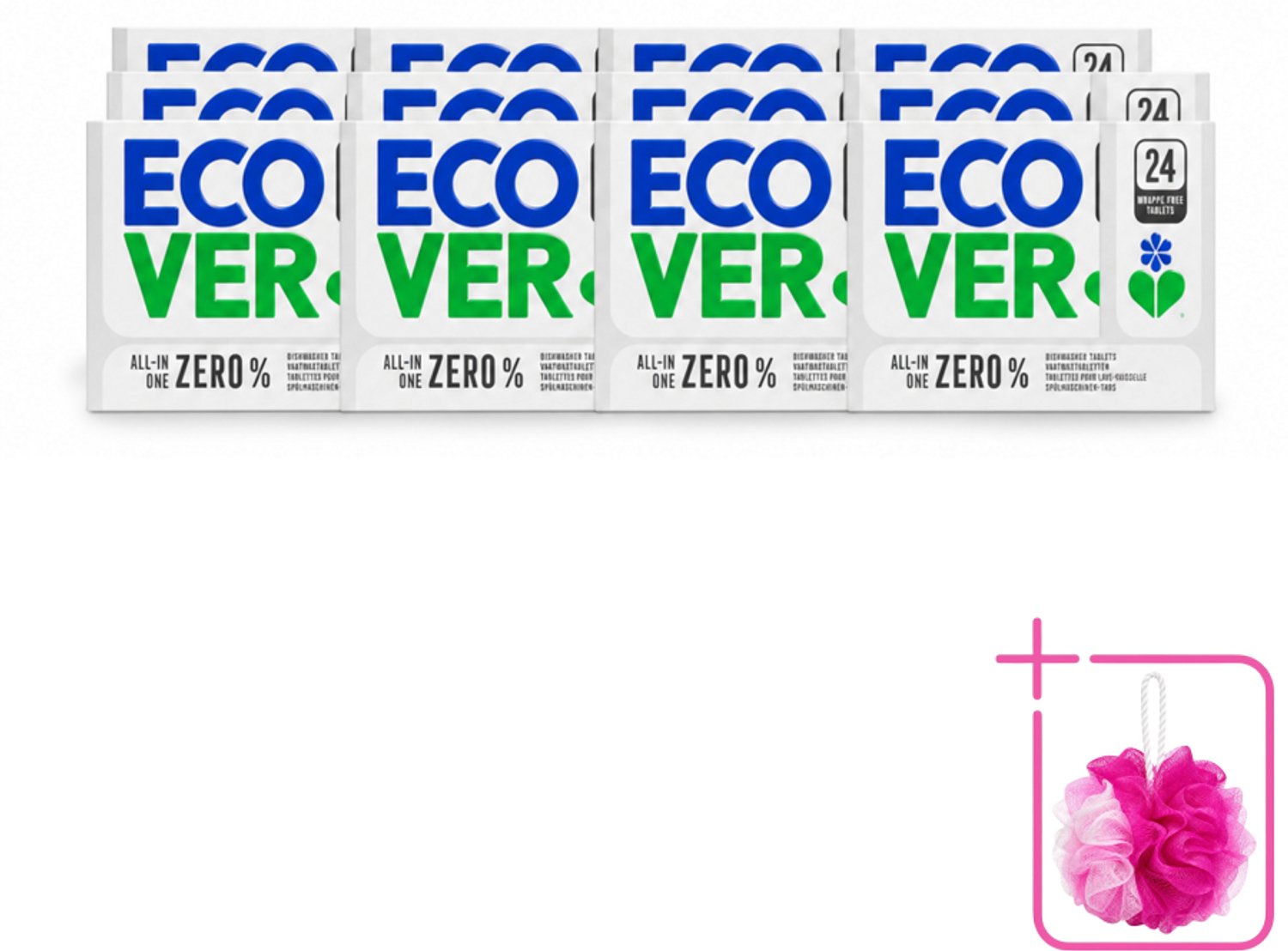 12 x Ecover - Vaatwastabletten All-in-One Zero% - 24 Tabs - Bulkverpakking - Vaatwasmiddel - Vaatwastablet