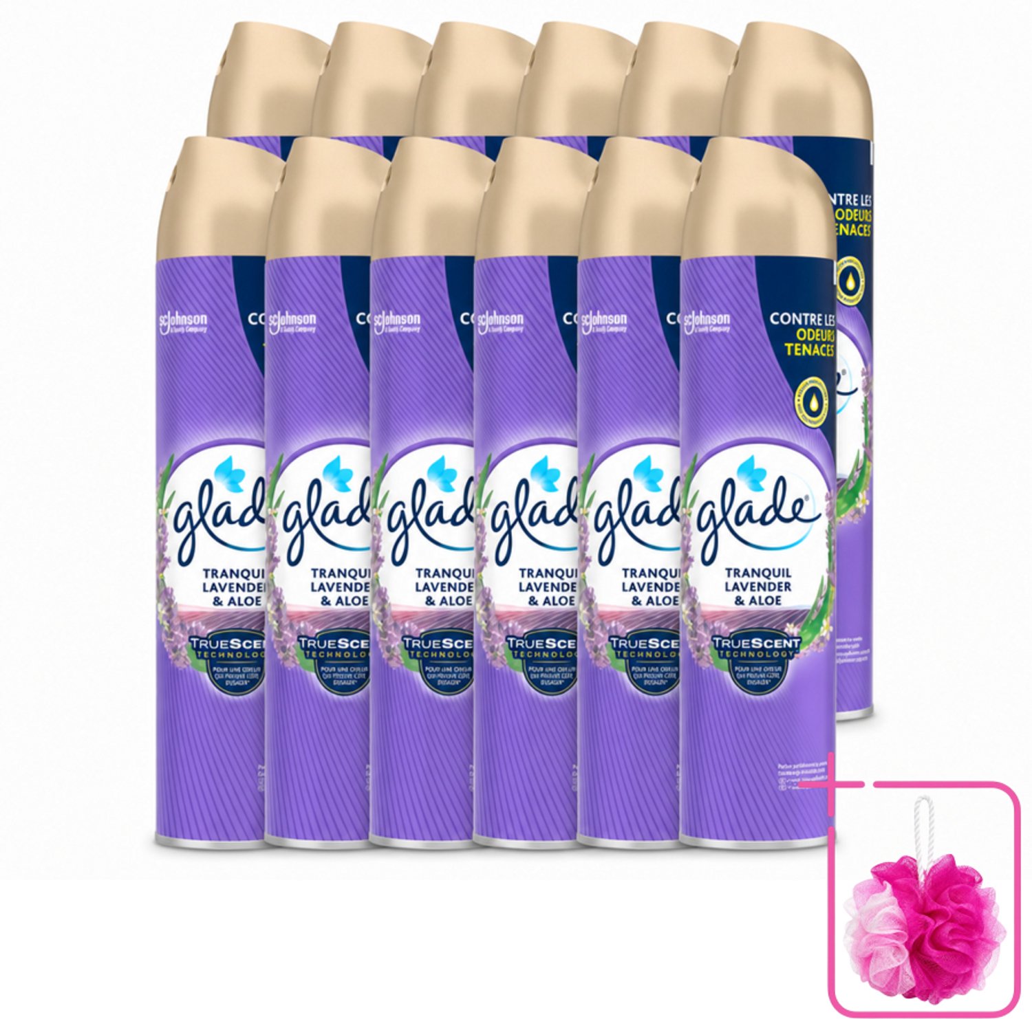 12 x Glade - Luchtverfrisser Spray - Tranquil Lavender & Aloë - 300 ml - Bulkverpakking - Luchtverfrisser - Douchemop - Frisheid
