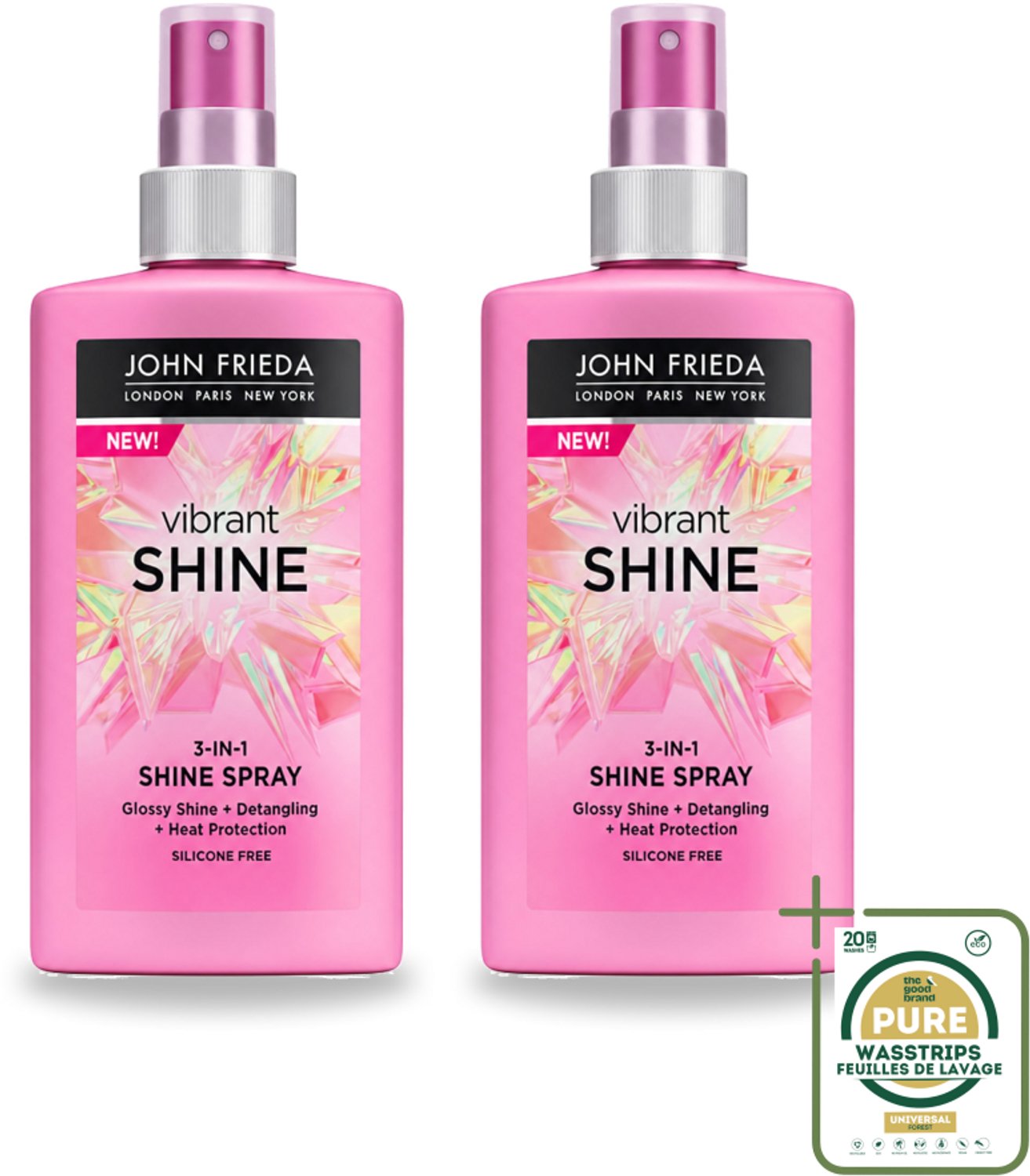 2 x John Frieda – Haarspray – Vibrant Shine Colour 3-in-1 Shine Spray – Glansversterkend – 150 ml - Haarspray - Glans - Haarkleur - Haarverzorging - Hittebescherming