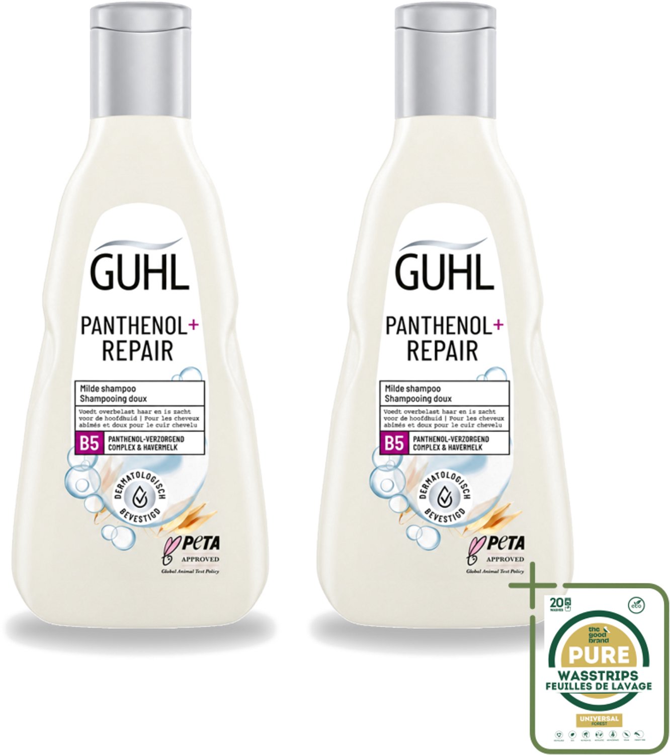 2 x Guhl – Shampoo – Panthenol+ Repair – 250 ml - Wasstrips - Panthenol Shampoo - Herstellend Shampoo - Hydraterend Haar - Droog Haar Shampoo - Haar Herstel