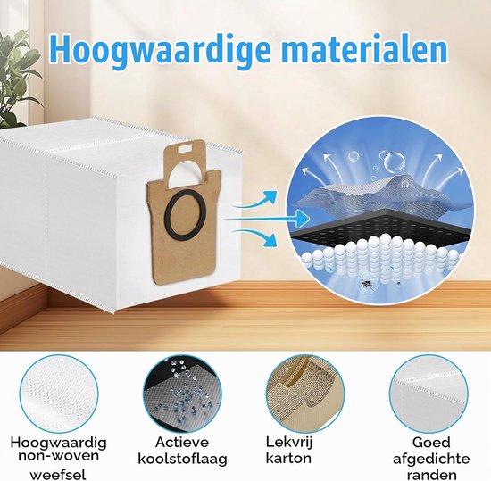 12 stuks stofzuigerzakken Compatibel met Xiaomi X10+, X20+, X10/X20 Plus, stofzuigerzak Accessoires Compatibel met Dreame L10s Pro Ultra Heat, L20 Ultra, L10s Ultra, filterzakken voor robotstofzuiger — afbeelding 3