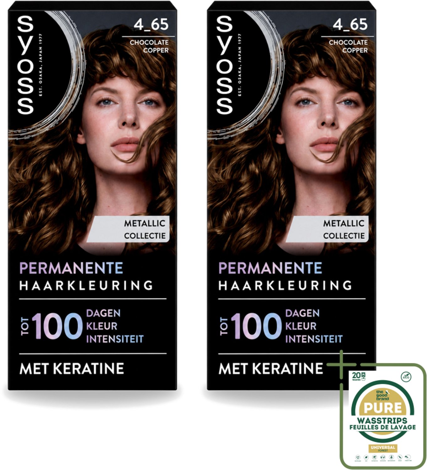 2 x SYOSS - Permanent Coloration 4-65 - Haarverf - Permanente Haarkleuring - Chocolate Copper - Grijsdekking - Wasstrips - Haarverf - Permanente Haarkleuring - Chocolade-koper - Grijsdekking - Keratine