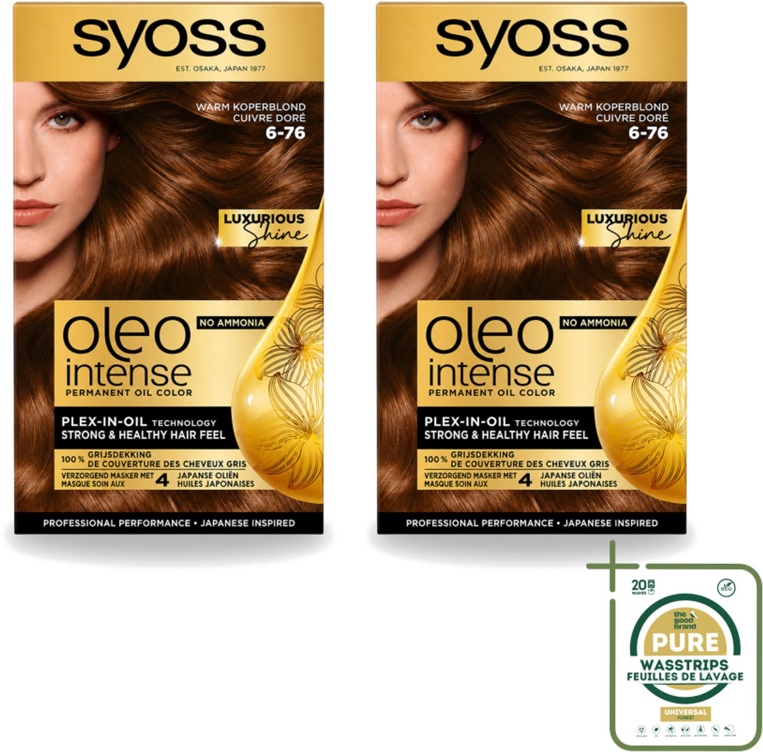 2 x SYOSS - Oleo Intense 6-76 - Haarverf - Permanente Haarkleuring - Warm Koperblond - Langdurige Kleur - Wasstrips - Haarverf - Permanente Haarkleuring - Warm Koperblond - Olie-geactiveerde Kleur - Grijsdekking