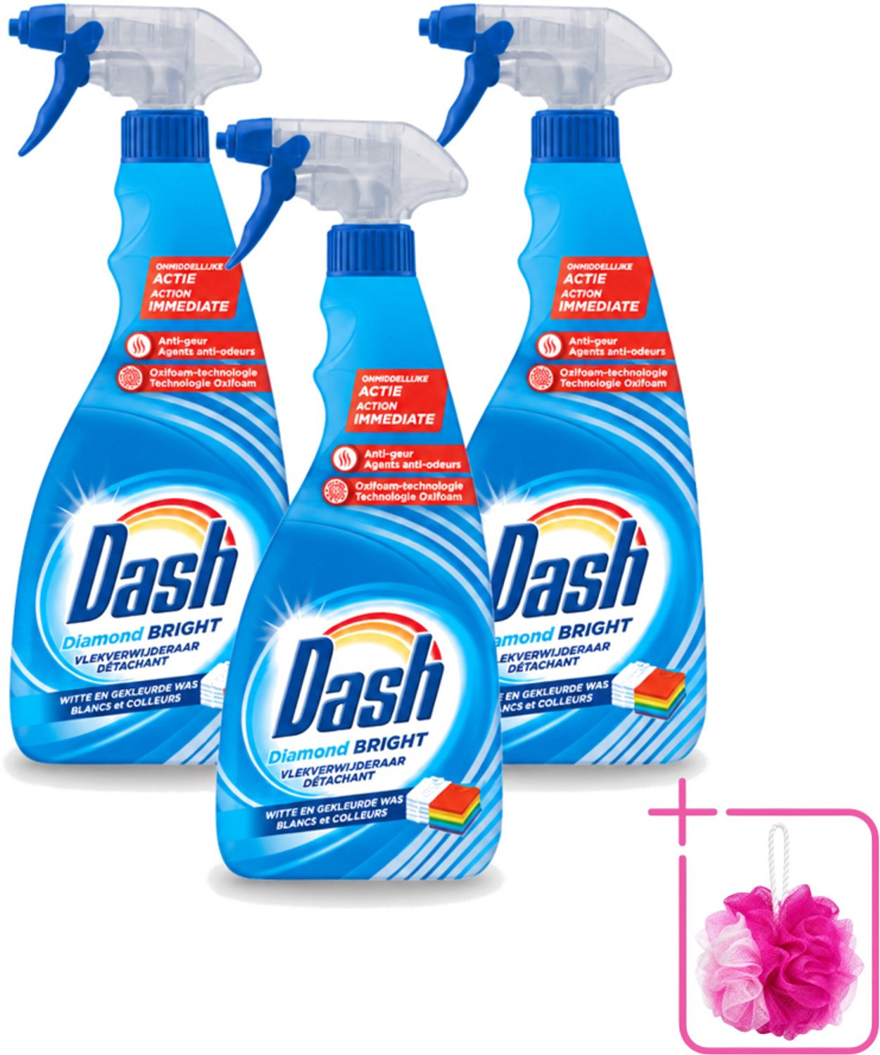 3 x Dash - Vlekverwijderaar - Vloeibaar - Krachtige Reiniging - 750 ml - Bulkverpakking - Vlekverwijderaar - Douchemop - Wasmiddel