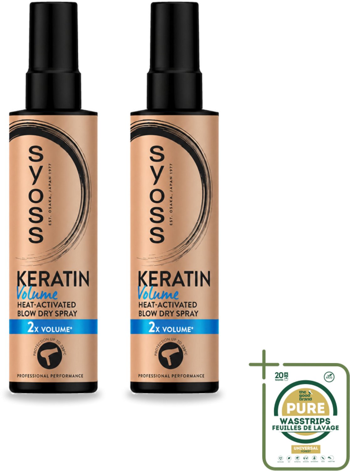 2 x Syoss - Keratin & Volume - Heatprotection Spray - Dubbele Bescherming - 200 ml - Haarspray - Hittebescherming - Volumeboost - Haarversterking - Haarverzorging