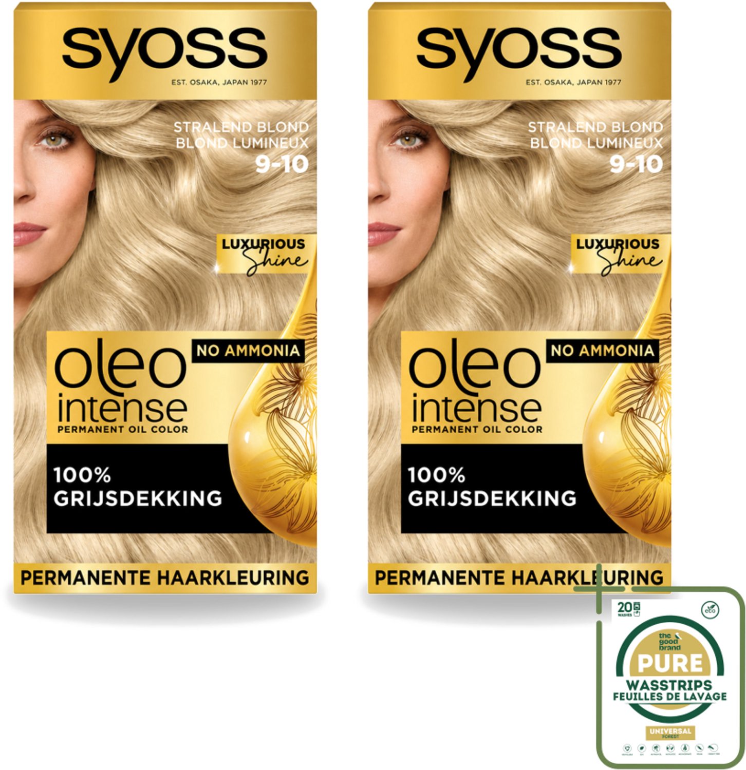 2 x SYOSS - Oleo Intense 9-10 Stralend Blond - Haarverf - Zonder Ammoniak - Grijsdekking - Langdurige Kleur - Wasstrips - Haarverf - Haarkleur - Grijsdekking - Olieformule - Zonder Ammoniak