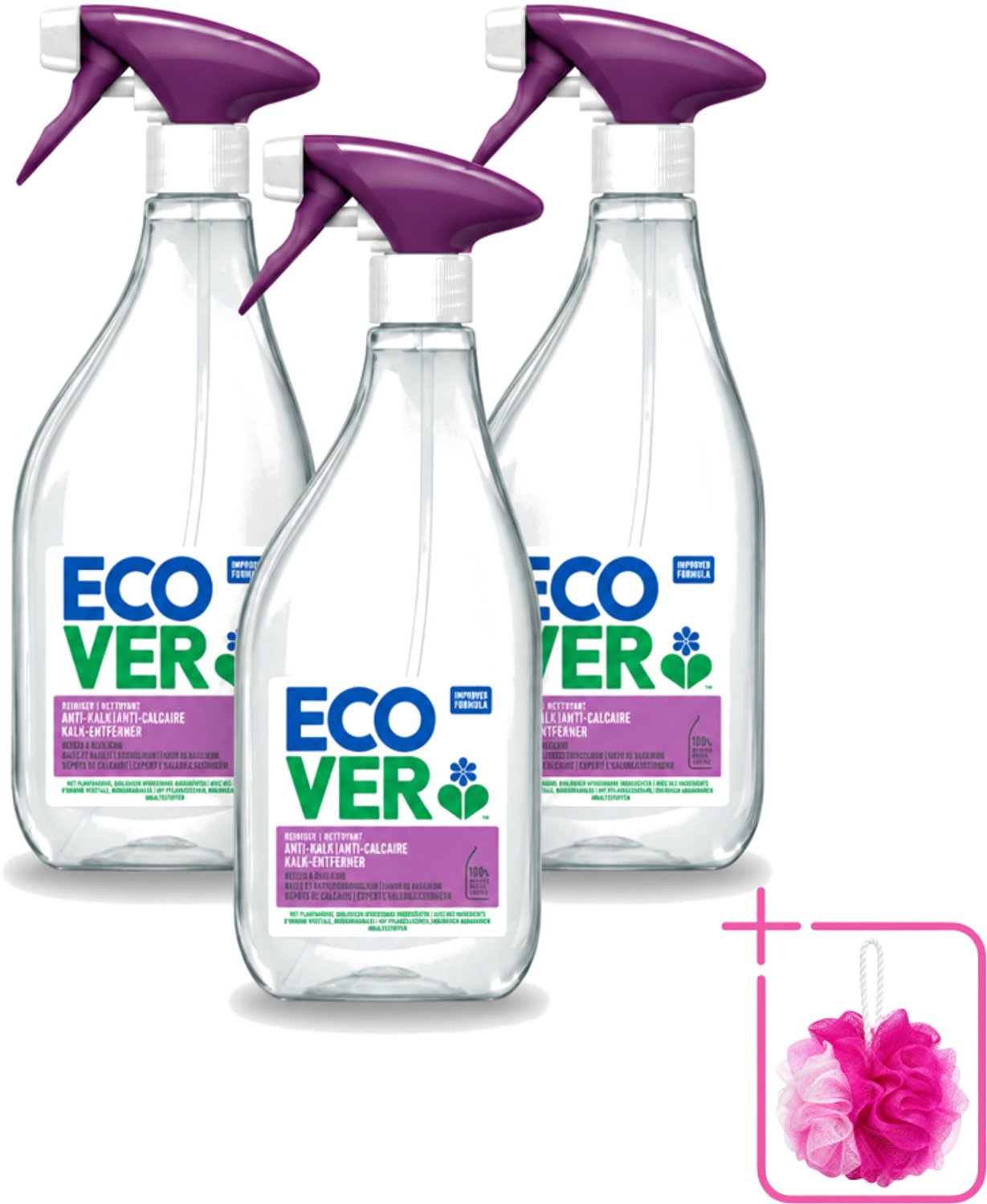 3 x Ecover - Kalkreiniger - Bessen & Basilicum - 500 ml - Bulkverpakking - Kalkverwijderen - Douchemop - Kalkaanslag