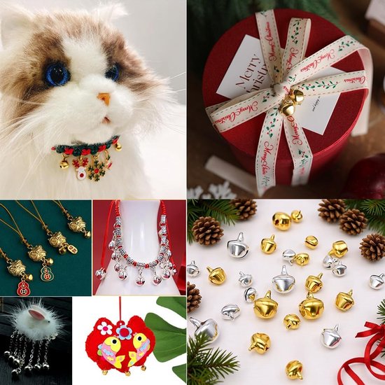 200 stuks kleine belletjes, mini-belletjes, klokken om te knutselen, metalen belletjes van koper, roestbestendig, klankvolle belletjes voor doe-het-zelf knutselen, Kerstmis, belletjesstaafjes — afbeelding 2