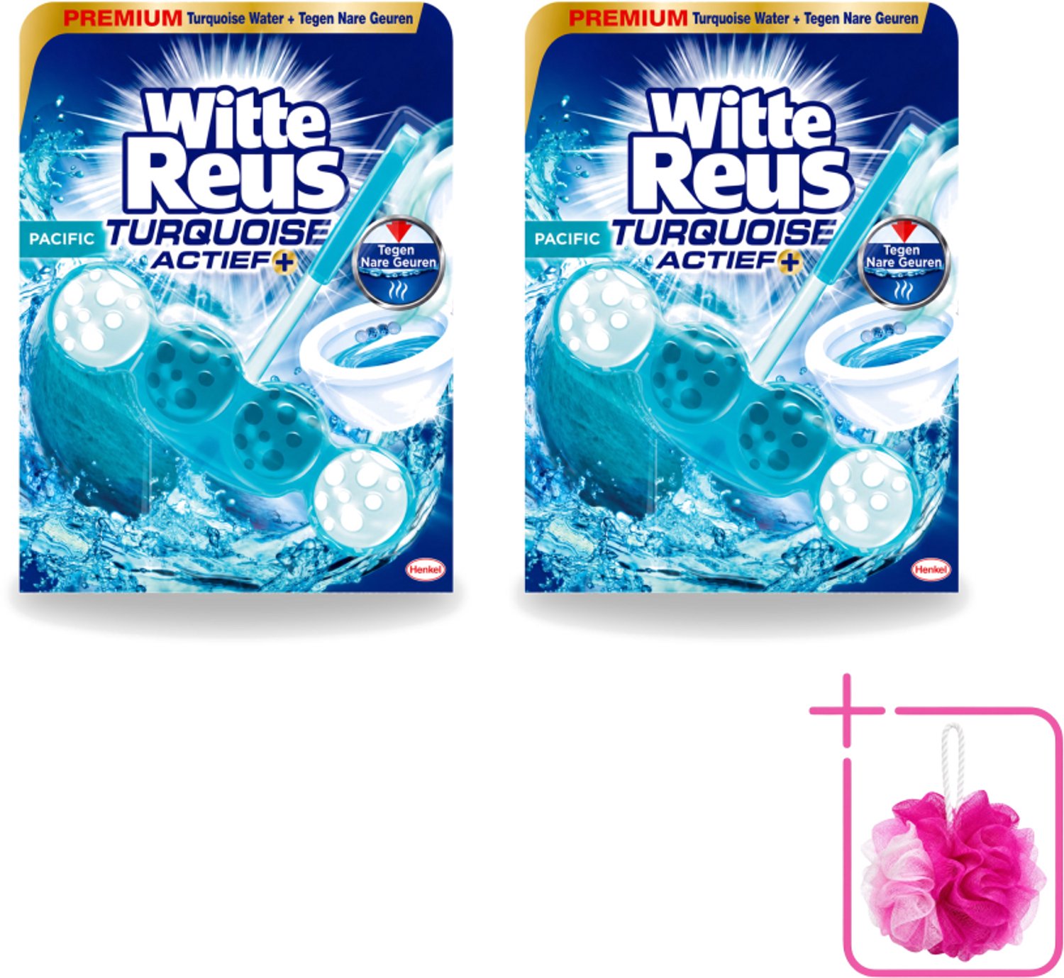 2 x Witte Reus - Turquoise Actief Toiletblok - 1 Toiletblok - Bulkverpakking - Toiletbelevening - Douchemop - Reiniging