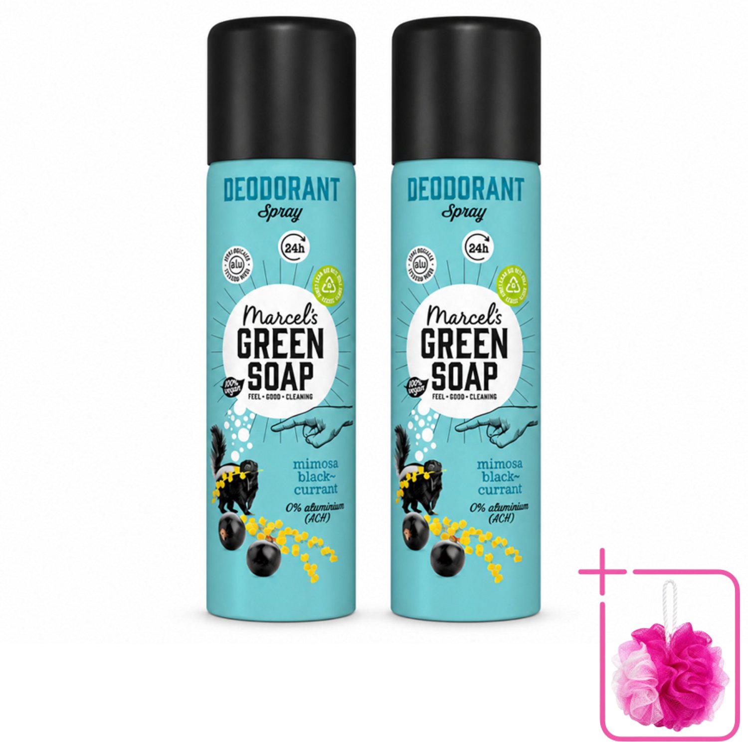 2 x Marcel's Green Soap - Deodorant Spray - Mimosa & Blackcurrant - Langdurige frisheid - 150 ml - Bulkverpakking - Deodorant Spray - Douchemop - Geur