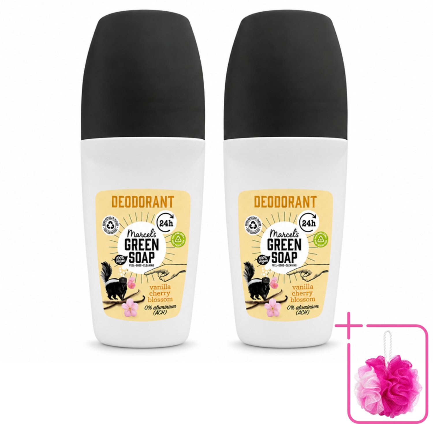 2 x Marcel's Green Soap - Deodorant Roller - Vanilla & Cherryblossom - Langdurige frisheid - 50 ml - Bulkverpakking - Deodorant - Douchemop - Geur