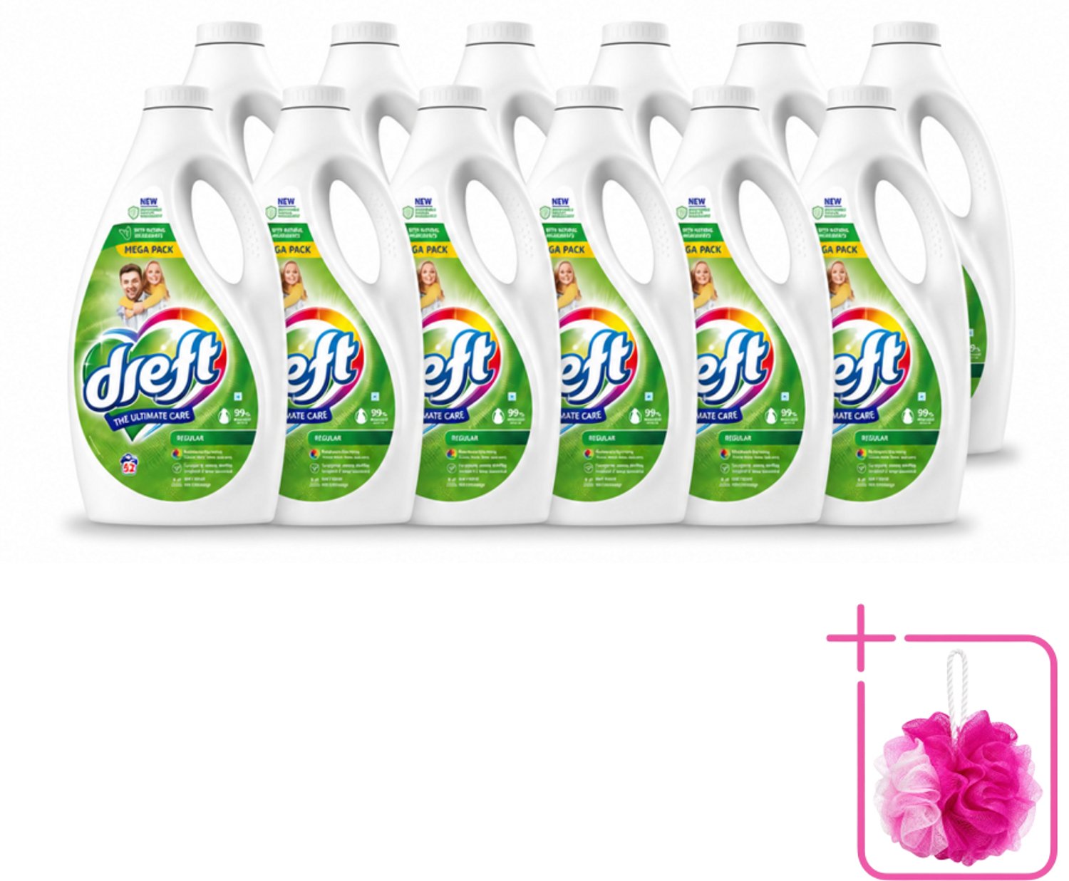 12 x Dreft – Regular – Vloeibaar Wasmiddel – 2,34 liter – 52 wasbeurten - Bulkverpakking - Wasmiddel - Douchemop - Geconcentreerd wasmiddel