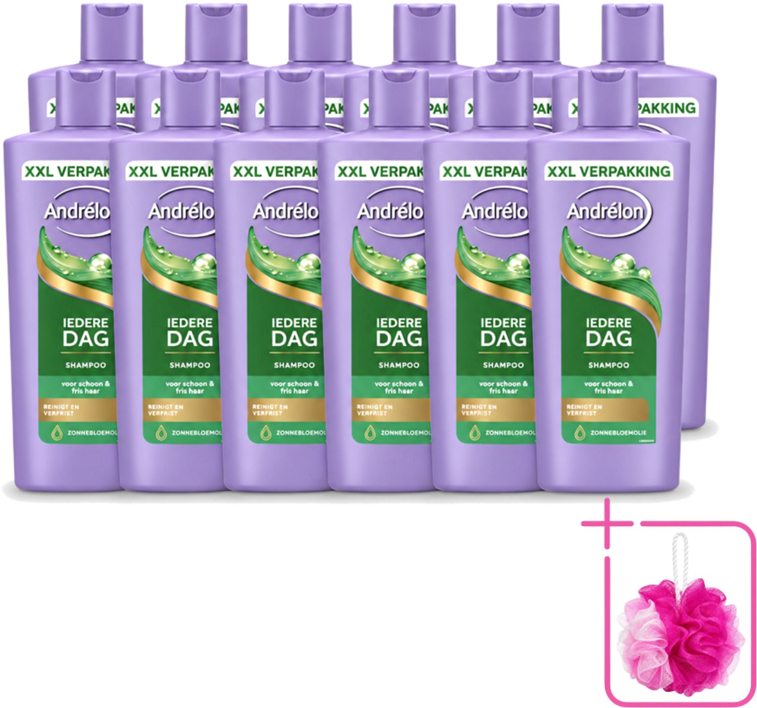 12 x Andrélon – Shampoo – Iedere Dag – 685 ml - Bulkverpakking - Dagelijks haarwassen - Douchemop - Zachte shampoo