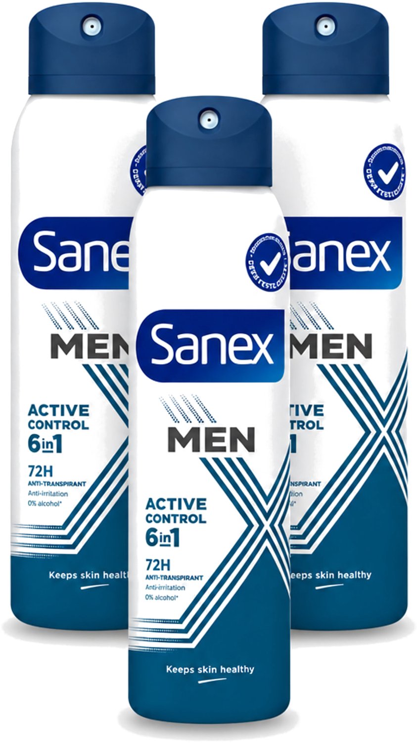 3 x Sanex – Deodorant Spray – Men 72H Active Control – 200 ml - Voordeelverpakking - 3 stuks