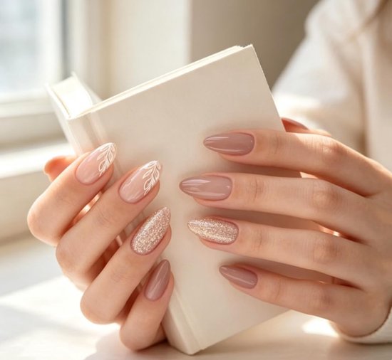 24 stuks ovale nagels om op te plakken, press-on nagels, ovaal, natuurlijk acryl, kunstnagels, glanzend, voor vrouwen en meisjes (naakte lichte koffie, 24 stuks) — afbeelding 5