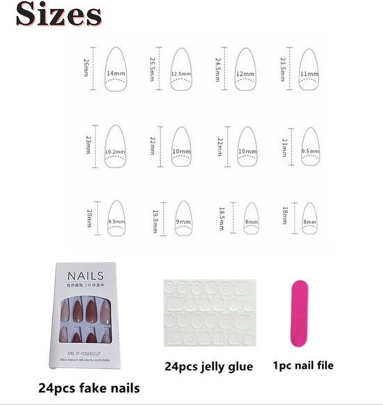 24 stuks ovale nagels om op te plakken, press-on nagels, ovaal, natuurlijk acryl, kunstnagels, glanzend, voor vrouwen en meisjes (naakte lichte koffie, 24 stuks) — afbeelding 2
