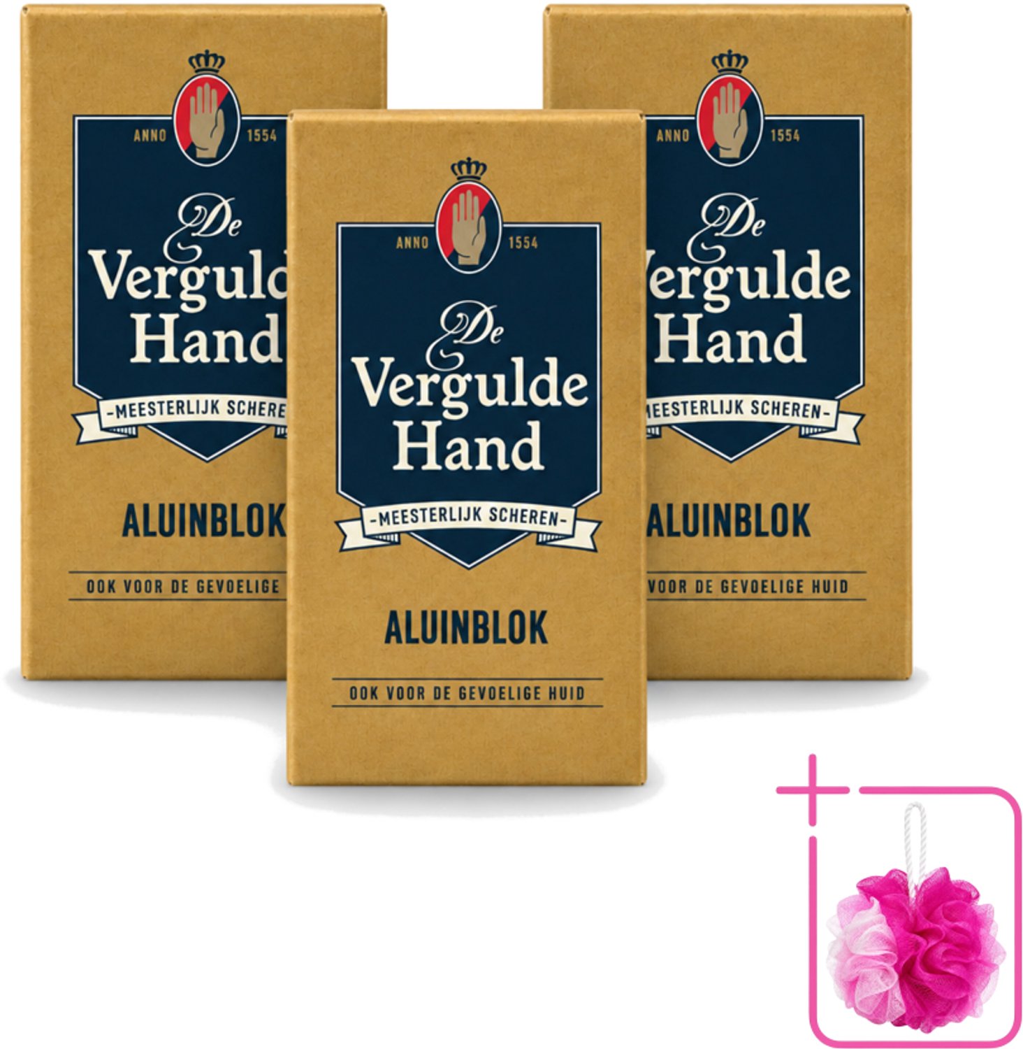 3 x Vergulde Hand - Aluinblok - 75gr - Bulkverpakking - Aluminiumblok - Douchemop - Scheerwondje