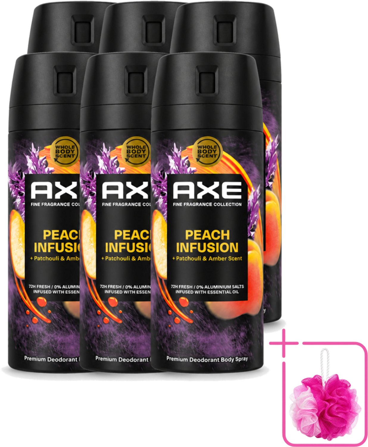 6 x Axe – Deodorant – Peach Infusion – 150 ml - Bulkverpakking - Axe deodorant - Bodyspray