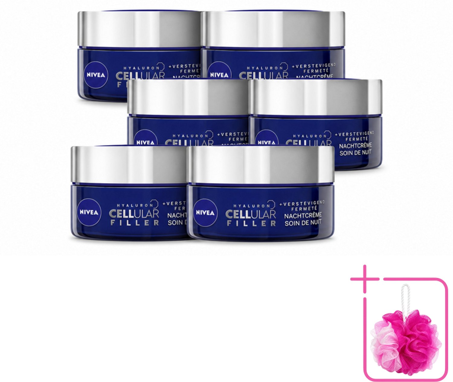 6 x NIVEA - Nachtcrème - CELLular Expert Filler Anti-Veroudering - Voor alle huidtypes - Met Hyaluronzuur & Foliumzuur - Anti-Rimpel & Hydraterend - 50 ml - Bulkverpakking - Anti-aging crème - Nachtcrème