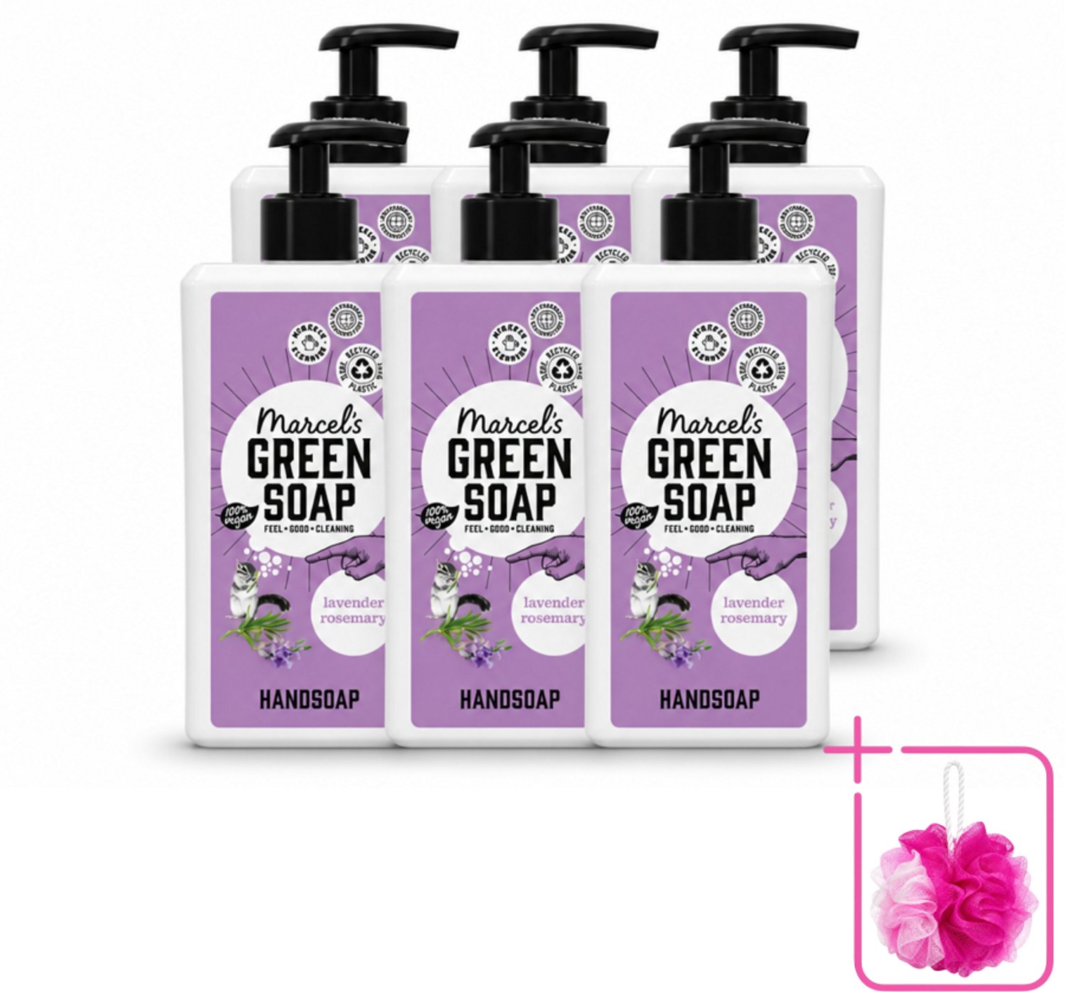 6 x Marcel's Green Soap - Handzeep - Lavender & Rozemarijn - Voor dagelijks gebruik - 500 ml - Bulkverpakking - Handzeep - Douchemop - Natuurlijke handzeep