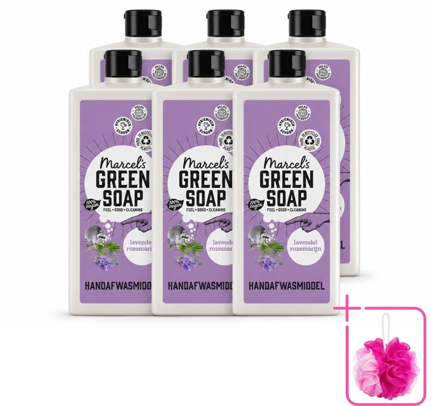 6 x Marcel's Green Soap - Afwasmiddel - Lavendel & Rosemarijn - Voor dagelijks gebruik - 500 ml - Bulkverpakking - Afwasmiddel - Douchemop - Natuurlijke afwas