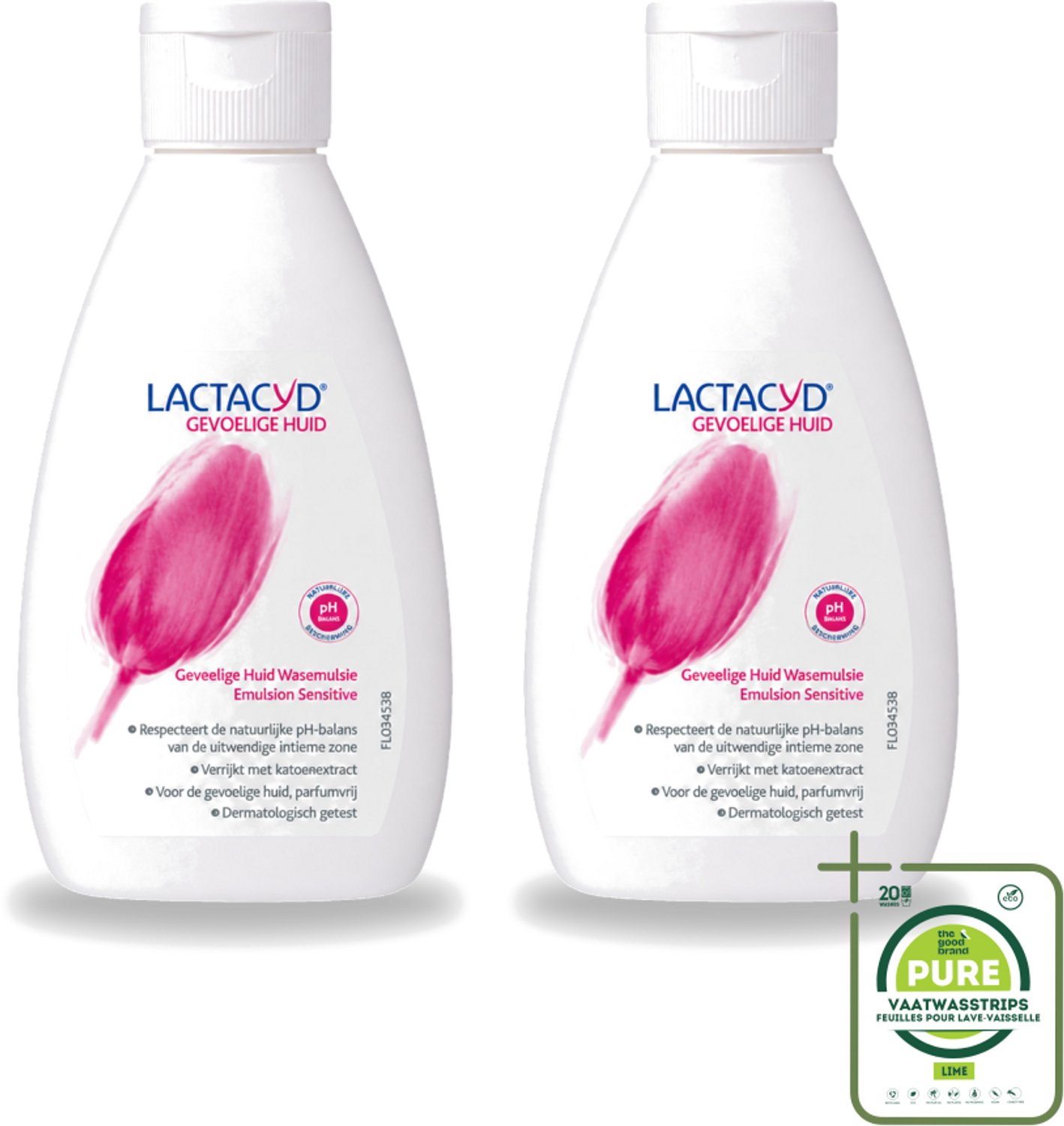 2 x Lactacyd – Sensitive – Extra Mild – 200 ml - Grootverpakking - Vaatwasstrips - Gevoelige Huid Verzorging - Intieme Wasemulsie - Melkzuur - Katoenextract - PH-vriendelijk