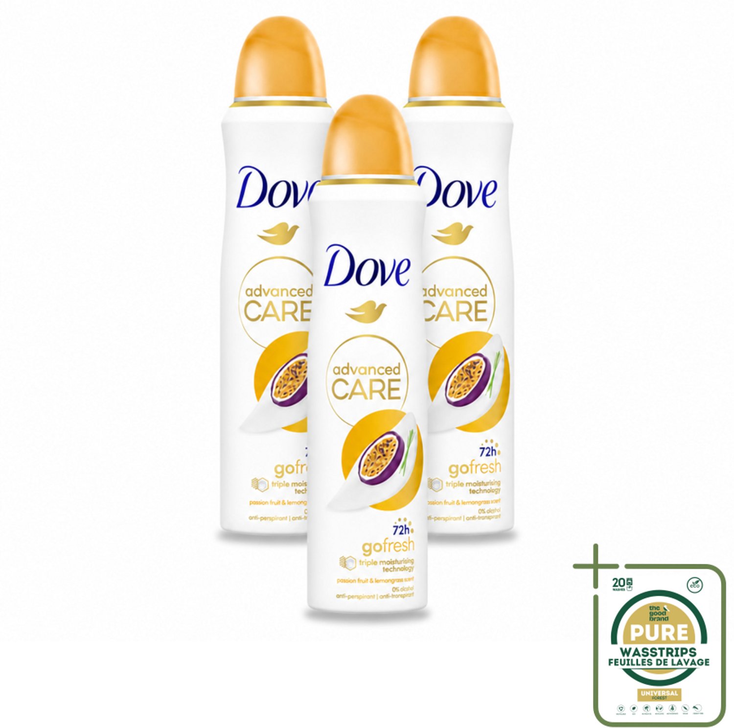 3 x Dove – Deodorant Spray – Passievrucht & Citroengras – 150 ml - Anti-transpirant Spray - Deodorant Spray - Passievrucht En Citroengras - Zweetvermindering - Huidbescherming