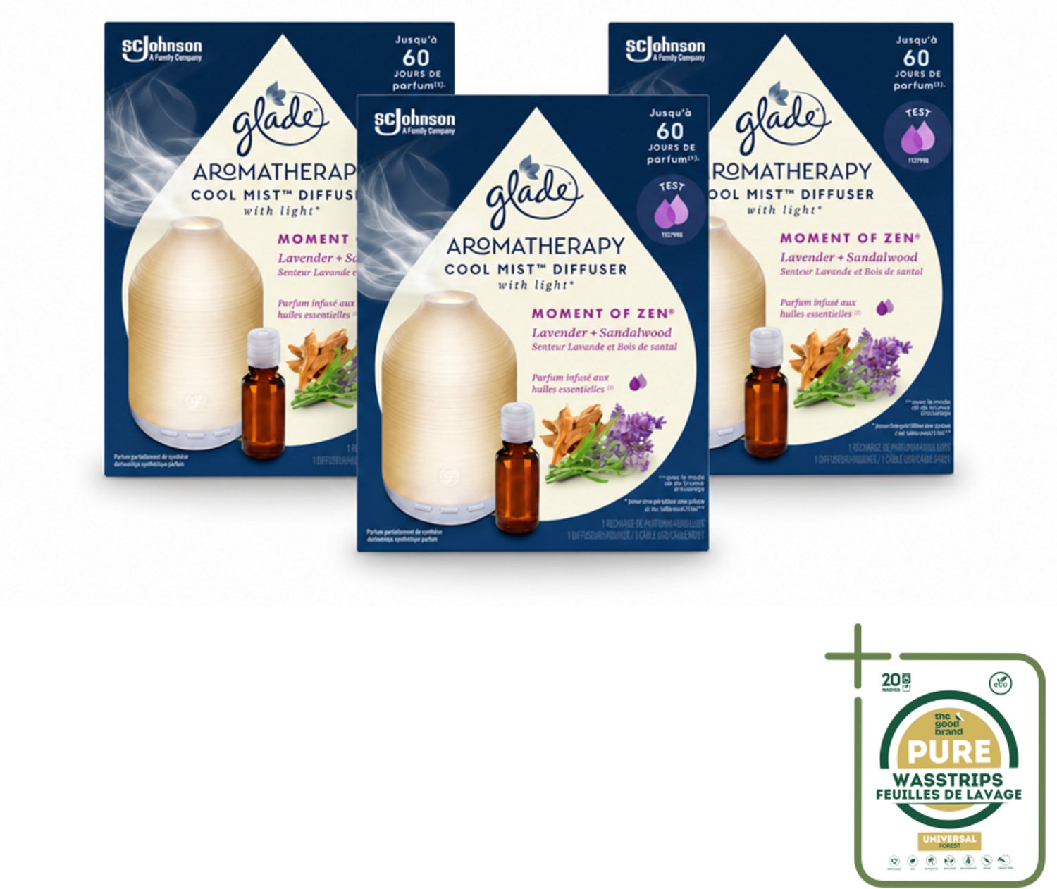 3 x Glade – Aromatherapy Mist Diffuser – Starterpakket – Houder + Moment of Zen Navulling - 17,4 ml - Aromatherapie - Ontspanning - Geur - Luchtverfrisser - Diffuser